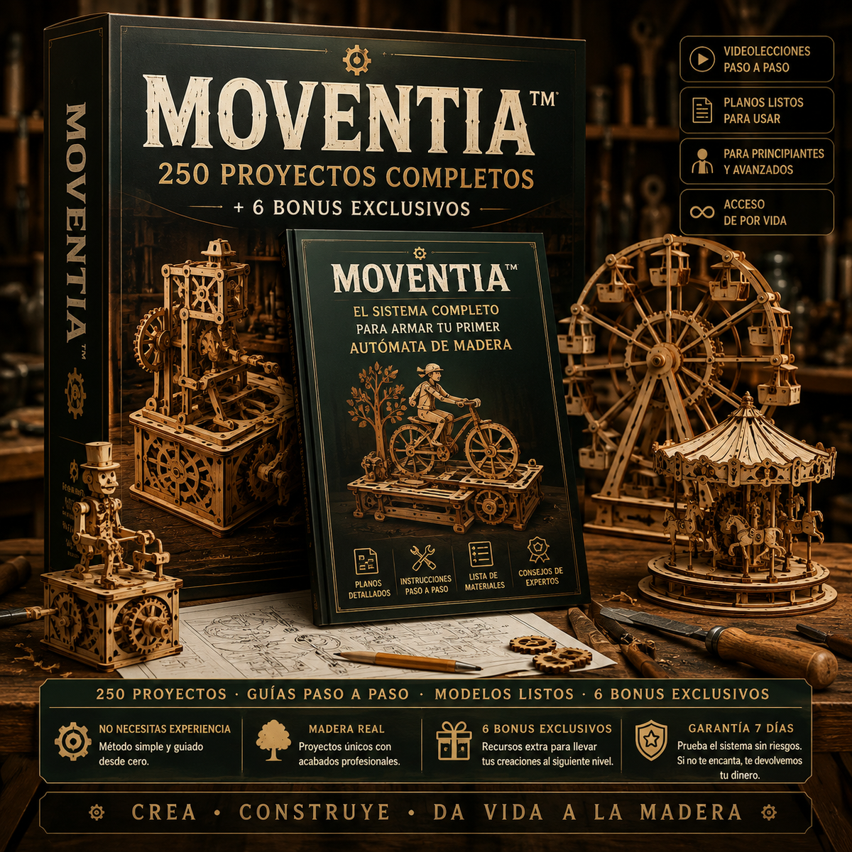MOVENTIA™ — 250 Proyectos de Autómatas de Madera